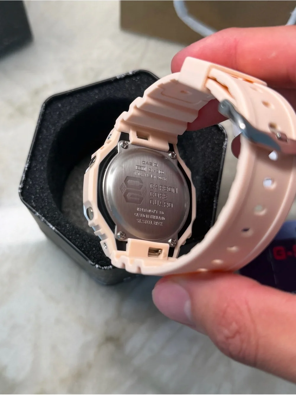 Casio G-Shock Men’s White and Peach Resin Sport Watch